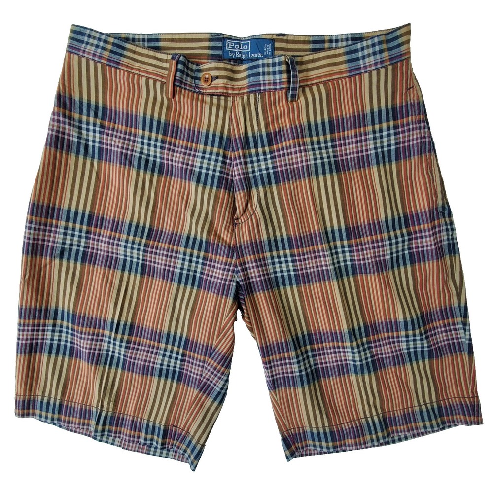 Polo Ralph Lauren Mens Plaid Shorts Size 34 Multicolor Cotton Classic Fit